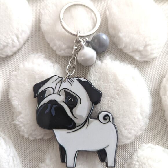 Dog Charm Keychain Keyholder Pug Frenchie Design - Picture 2 of 7